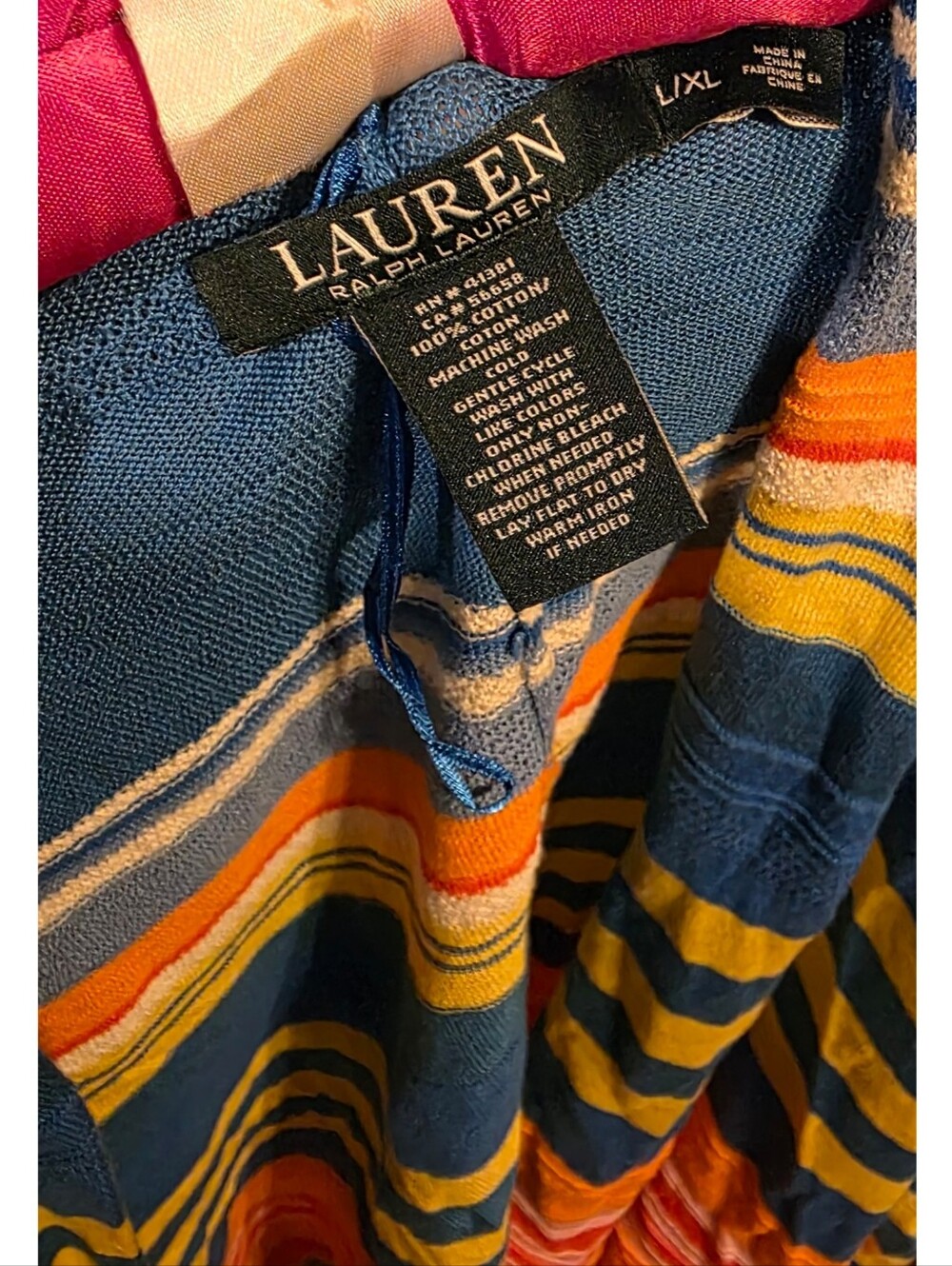 RL Colorful Striped Poncho (L/XL) - Picture 4 of 4